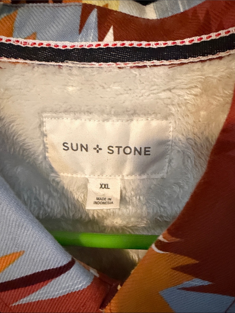 Sun + Stone Aztec Pattern Utility Jacket - Rust, Yellow, Light Blue - Picture 2 of 6